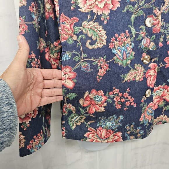 Vintage Appleseed's Blue Pink Floral Boho Cottagecore Retro Trucker Jacket 12P - Picture 5 of 12